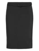 Pencil Belt Skirt Knælang Nederdel Black Mango