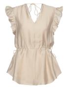 Zaria Gisla Blouse Tops Blouses Short-sleeved Beige Bruuns Bazaar