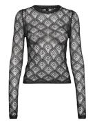 Geometric Openwork T-Shirt Tops T-shirts & Tops Long-sleeved Black Man...