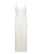 Long Openwork Knitted Dress Knælang Kjole White Mango