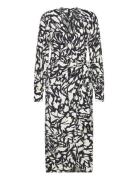 Print Wrap Dress Knælang Kjole Black Mango