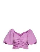 Leah Top Tops Crop Tops Short-sleeved Crop Tops Pink Gina Tricot