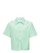 Daisy Towelling Shirt Tops Shirts Short-sleeved Shirts Green Grunt