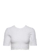 Cotton Poplin Tops Crop Tops Short-sleeved Crop Tops White Ganni