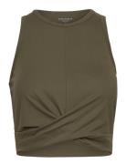 Studio Cross Tank Sport Crop Tops Sleeveless Crop Tops Khaki Green Bjö...