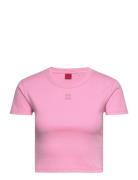 Delanor Tops Crop Tops Short-sleeved Crop Tops Pink HUGO