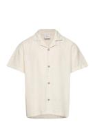 Shirt Ss Linen Tops Shirts Short-sleeved Shirts White Lindex