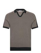 Brunswick Designers Knitwear Short Sleeve Knitted Polos Green Reiss