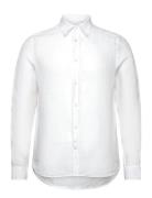 Slim Ls Linen Melange Shirt Tops Shirts Linen Shirts White J. Lindeber...