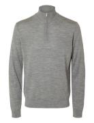 Slhtray Ls Knit Merino Half Zip Noos Tops Knitwear Half Zip Jumpers Gr...