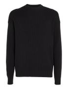 Linear Sweater Tops Knitwear Round Necks Black Calvin Klein Jeans