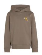 Small Monogram Hoodie Tops Sweatshirts & Hoodies Hoodies Beige Calvin ...