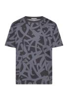 Regular Printed T-Shirt Tops T-Kortærmet Skjorte Grey Tom Tailor