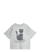 Cat Sp Ss Tee Tops T-Kortærmet Skjorte Grey Mini Rodini