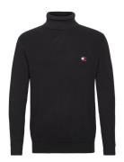 Tjm Slim Xs Badge Rollneck Tops Knitwear Turtlenecks Black Tommy Jeans