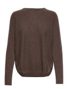 Curved Sweater Tops Knitwear Jumpers Brown Davida Cashmere