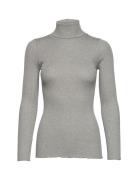 Silk T-Shirt W/ Roller Neck Tops Knitwear Turtleneck Grey Rosemunde