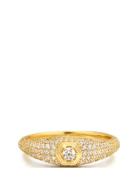 Pave Hex Signet Ring- Gold- 6 Ring Smykker Gold LUV AJ