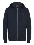 Zip Through Hoodie Tops Sweatshirts & Hoodies Hoodies Navy Lyle & Scot...