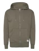 Sdlenz Zipper Sw Tops Sweatshirts & Hoodies Hoodies Khaki Green Solid