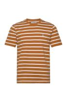 Org Jrsy Breton Tee Tops T-Kortærmet Skjorte Brown Original Penguin