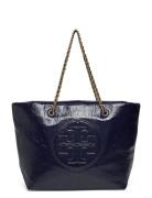 Ella Crinkle Patent Chain Tote Bags Totes Navy Tory Burch