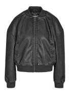 Nmdixie Pu L/S Washed Bomber Jacket Læderjakke Skindjakke Black NOISY ...