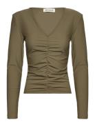 Blouse Tops Blouses Long-sleeved Khaki Green Sofie Schnoor