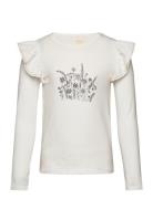 T-Shirt Ls Tops T-shirts Long-sleeved T-Skjorte White Creamie