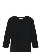 Nmmwang Wool Rib Ls Top Tops T-shirts Long-sleeved T-Skjorte Black Nam...