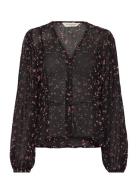 Mschorabella Shirt Aop Tops Blouses Long-sleeved Black MSCH Copenhagen