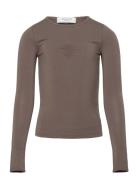 Viscose Long Sleeve Tee Tops T-shirts Long-sleeved T-Skjorte Brown Ros...