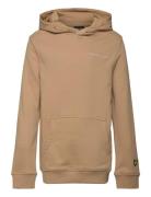 Script Embroidered Hoodie Tops Sweatshirts & Hoodies Hoodies Beige Lyl...