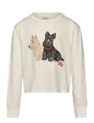 Dog-Print Jersey Boxy Long-Sleeve Tee Tops T-shirts Long-sleeved T-Skj...