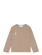 Unisex Shirt Tops T-shirts Long-sleeved T-Skjorte Beige Gugguu