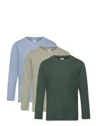 Top L S Slub 3 Pack Tops T-shirts Long-sleeved T-Skjorte Green Lindex