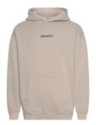 Micro Logo Graphic Loose Hood Tops Sweatshirts & Hoodies Hoodies Beige...