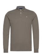 Slim Fit Logo Ls Tops Polos Long-sleeved Brown Hackett London