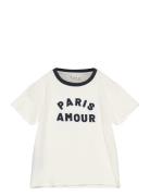 Contrast Neck T-Shirt Tops T-Kortærmet Skjorte White Mango