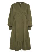 Cuantoinett Rib Dress Knælang Kjole Khaki Green Culture