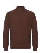 Gunvald Tops Knitwear Half Zip Jumpers Brown SIR Of Sweden