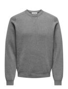 Onspin Reg 12 Crew Knit Tops Sweatshirts & Hoodies Sweatshirts Grey ON...