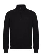 Essential Logo Henley Tops Knitwear Half Zip Jumpers Black Superdry