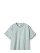 T-Shirt S/S Noko Tops T-Kortærmet Skjorte Blue Wheat