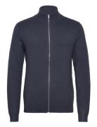 Melange Zip Cardigan Knit Tops Knitwear Full Zip Jumpers Navy Lindberg...