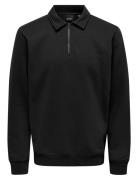 Onsceres 1/4 Zip Sweat Polo Tops Sweatshirts & Hoodies Sweatshirts Bla...