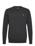 Cotton Merino V Neck Jumper Tops Knitwear V-necks Grey Lyle & Scott