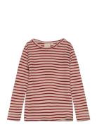 T-Shirt L/S Modal Striped Tops T-shirts Long-sleeved T-Skjorte Red Pet...