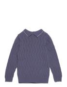 Baby Pointelle Blouse Tops Knitwear Pullovers Blue FUB