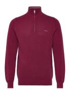 Cotton Pique Halfzip Tops Knitwear Half Zip Jumpers Burgundy GANT